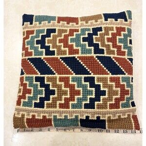 Vervaco Needlepoint Throw Pillow Cushion Tribal Aztec Navajo Geometric 15x15